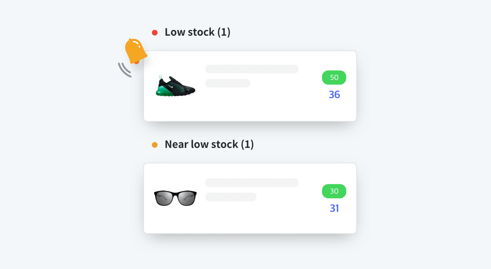 Recibe un recordatorio de bajo stock en la app de BoxHero