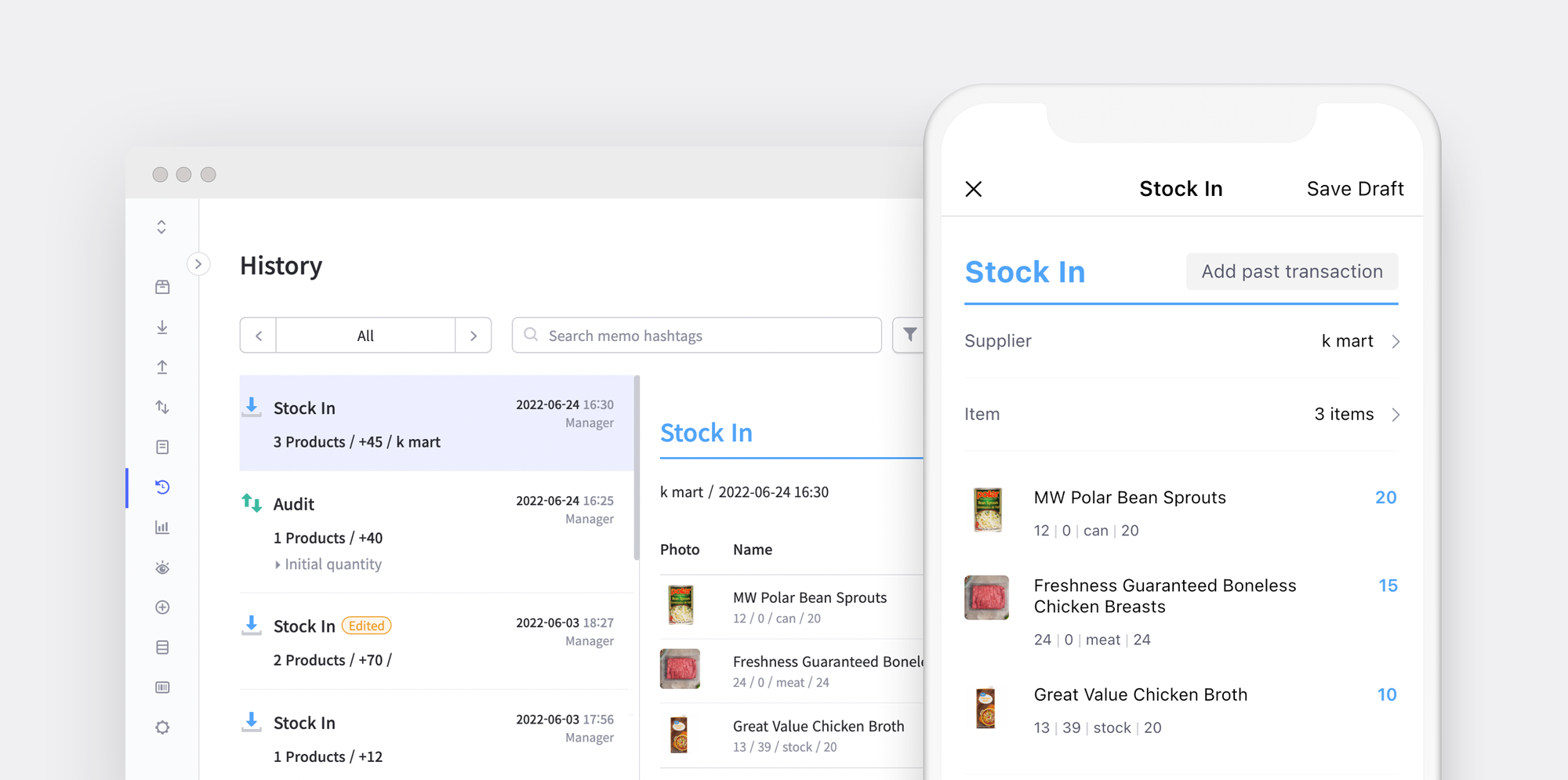 Pantalla de la app web y móvil de BoxHero