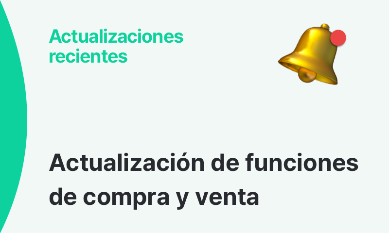 Pantalla destacando la actualización de funciones de compra y venta en BoxHero.